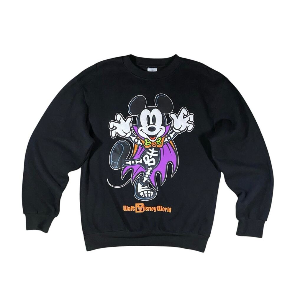 Disney Parks 2024 Skeleton Vampire Mickey Halloween Pullover Crew - S